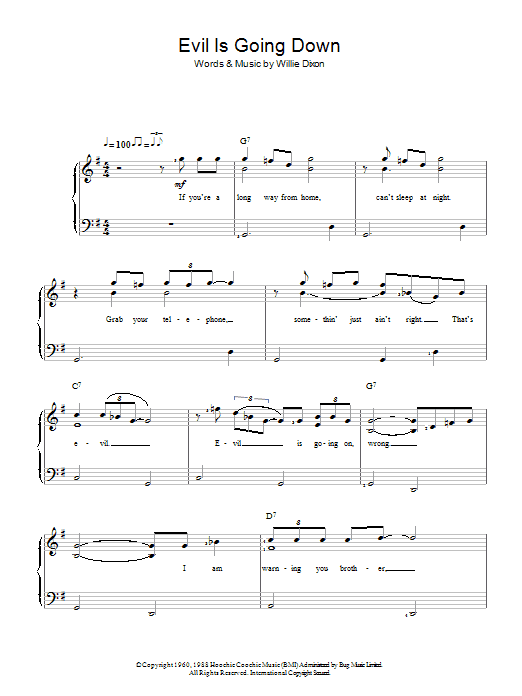 Howlin' Wolf Evil (Is Going On) Sheet Music Notes & Chords for Piano & Vocal - Download or Print PDF