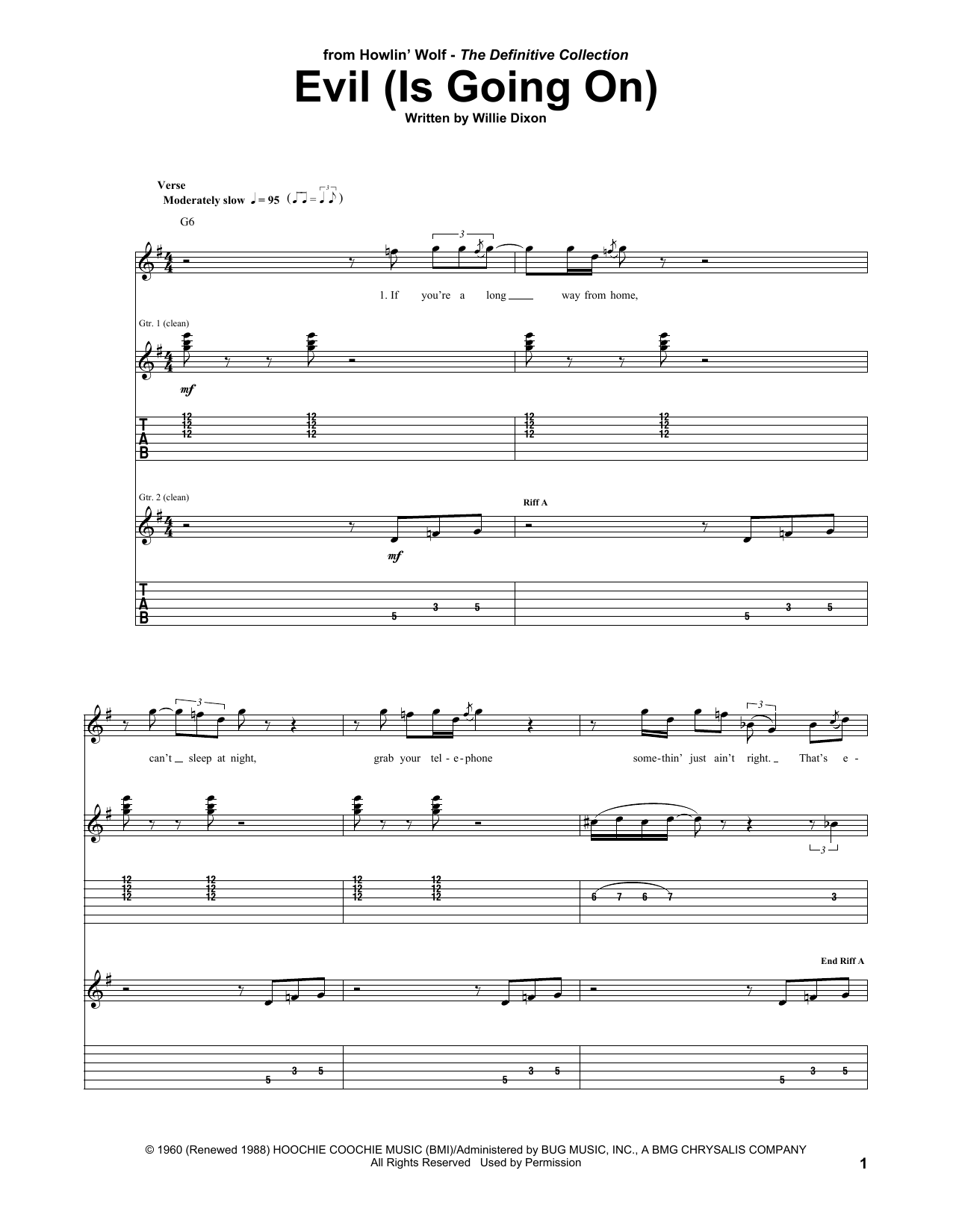 Howlin' Wolf Evil (Is Going On) Sheet Music Notes & Chords for Piano & Vocal - Download or Print PDF
