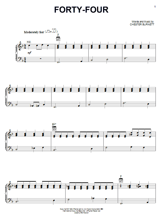 Howlin' Wolf Forty-Four Sheet Music Notes & Chords for Piano, Vocal & Guitar (Right-Hand Melody) - Download or Print PDF Howlin' Wolf Forty-Four Sheet Music Notes & Chords for Piano, Vocal & Guitar (Right-Hand Melody) - Download or Print PDF