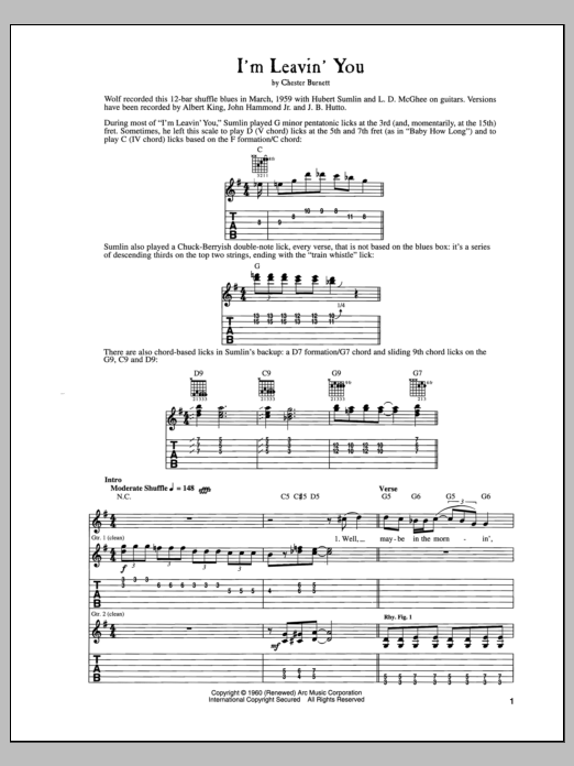 Howlin' Wolf I'm Leavin' You Sheet Music Notes & Chords for Guitar Tab - Download or Print PDF Howlin' Wolf I'm Leavin' You Sheet Music Notes & Chords for Guitar Tab - Download or Print PDF