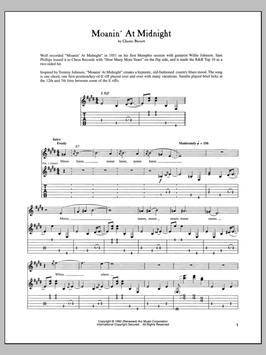Howlin' Wolf Moanin' At Midnight Sheet Music Notes & Chords for Real Book – Melody, Lyrics & Chords - Download or Print PDF