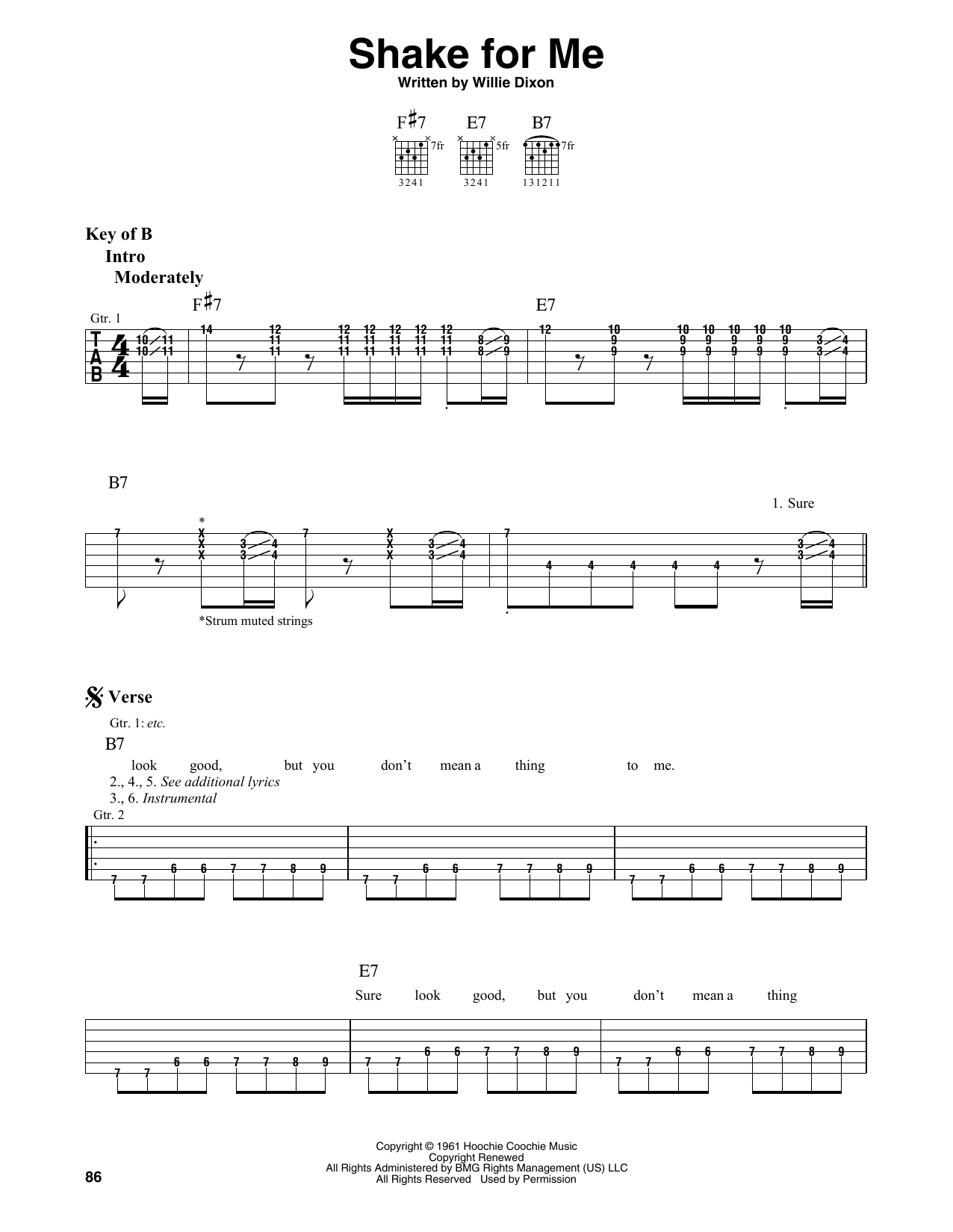 Howlin' Wolf Shake For Me Sheet Music Notes & Chords for Guitar Lead Sheet - Download or Print PDF