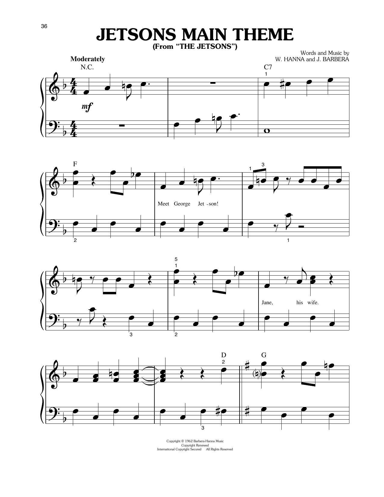 Hoyt Curtin Jetsons Main Theme Sheet Music Notes & Chords for Lead Sheet / Fake Book - Download or Print PDF