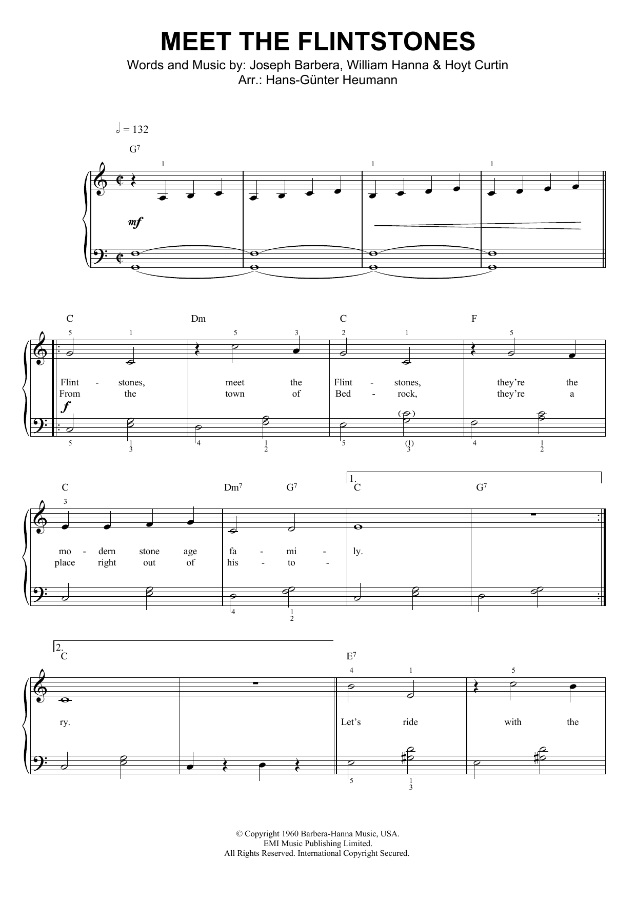 Hoyt Curtin (Meet) The Flintstones Sheet Music Notes & Chords for Keyboard - Download or Print PDF