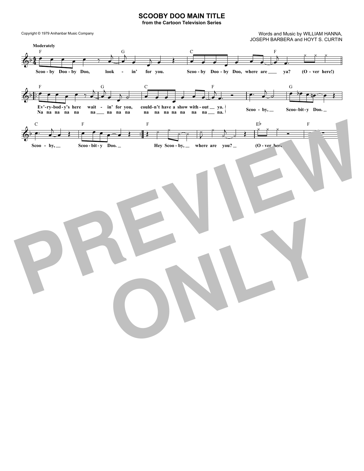 Hoyt Curtin Scooby Doo Main Title Sheet Music Notes & Chords for Lead Sheet / Fake Book - Download or Print PDF
