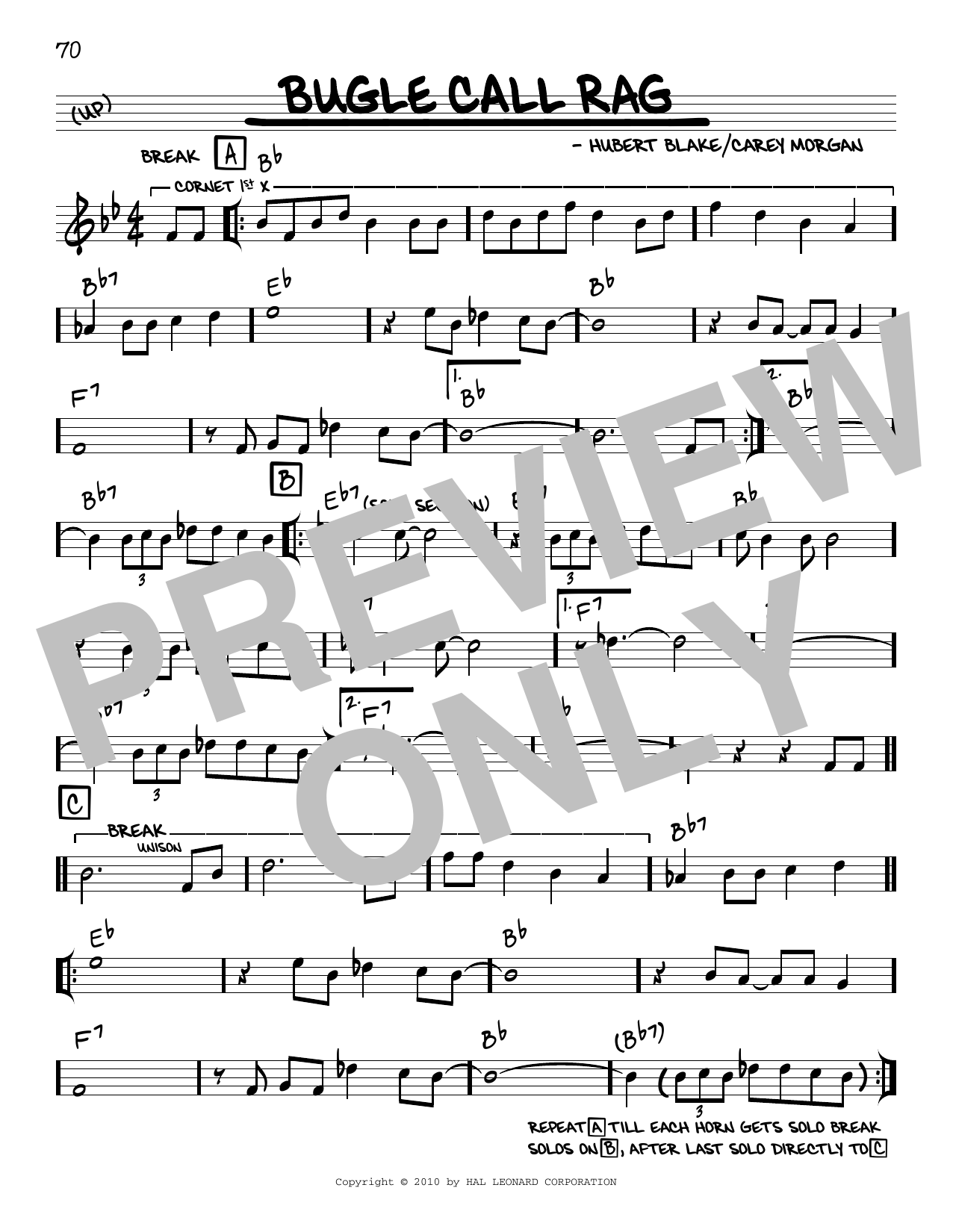 Hubert Blake Bugle Call Rag (arr. Robert Rawlins) Sheet Music Notes & Chords for Real Book – Melody, Lyrics & Chords - Download or Print PDF