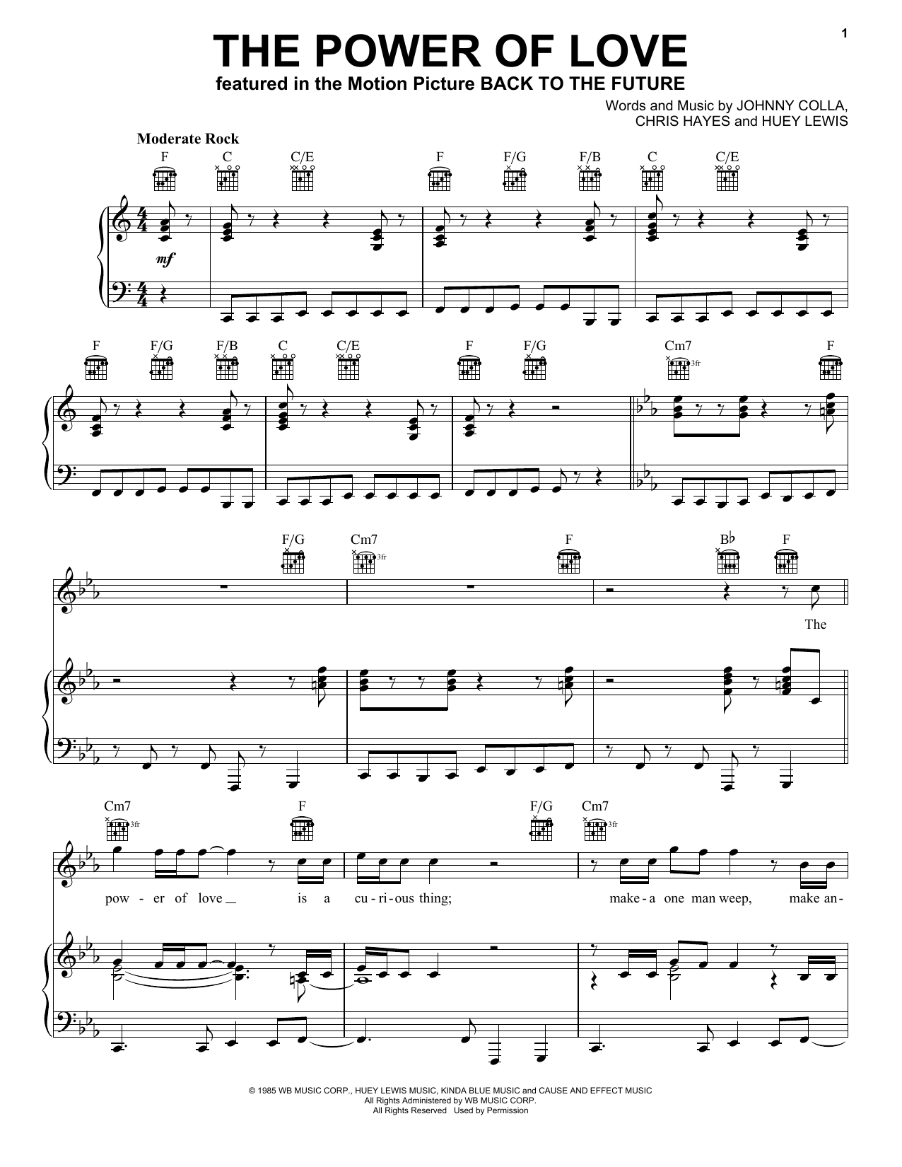 Huey Lewis & The News The Power Of Love Sheet Music Notes & Chords for Drums Transcription - Download or Print PDF