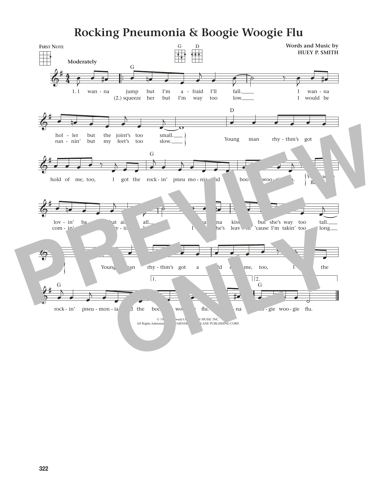 Huey P. Smith Rocking Pneumonia & Boogie Woogie Flu (from The Daily Ukulele) (arr. Jim Beloff) Sheet Music Notes & Chords for Ukulele - Download or Print PDF