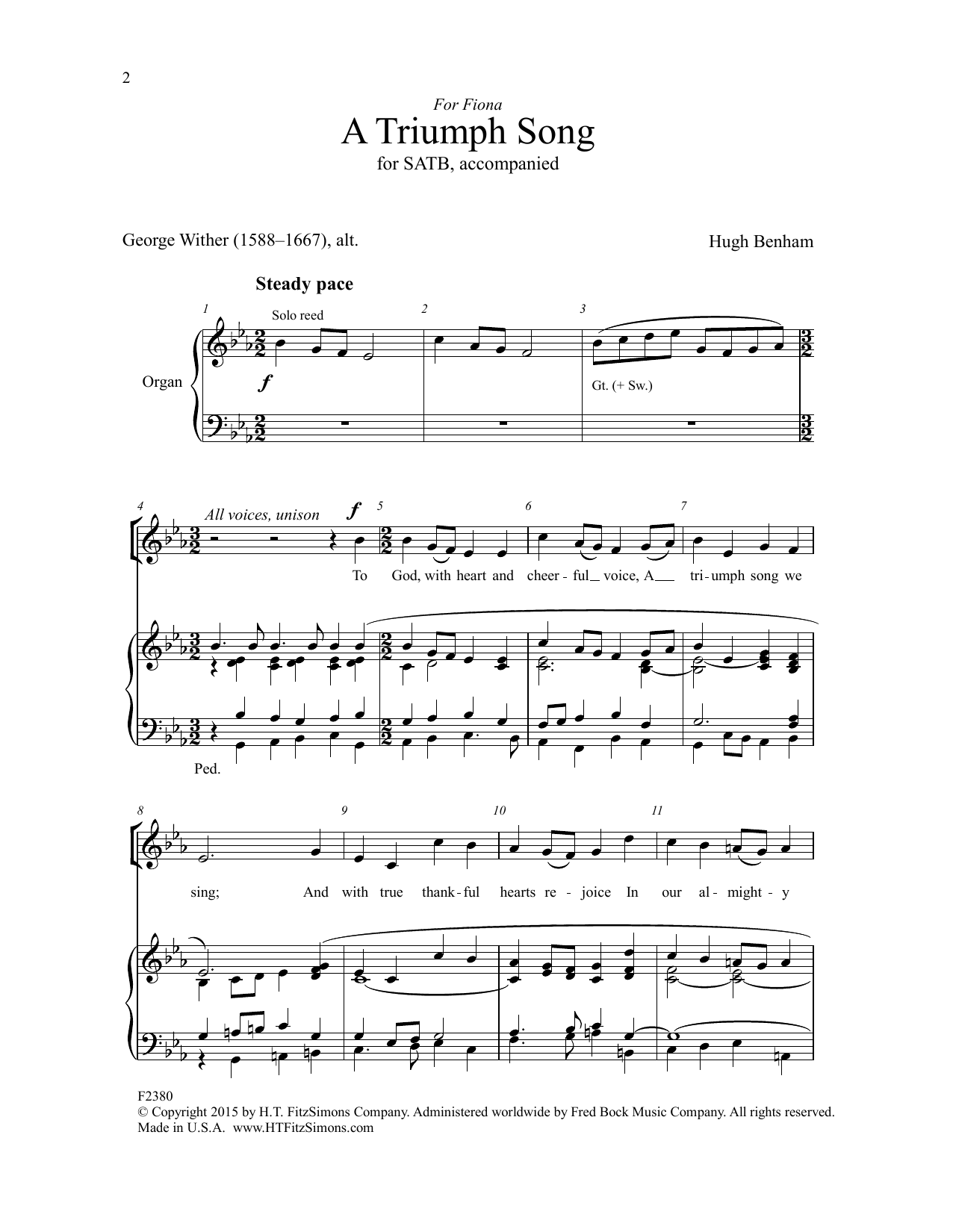 Hugh Benham A Triumph Song Sheet Music Notes & Chords for SATB Choir - Download or Print PDF