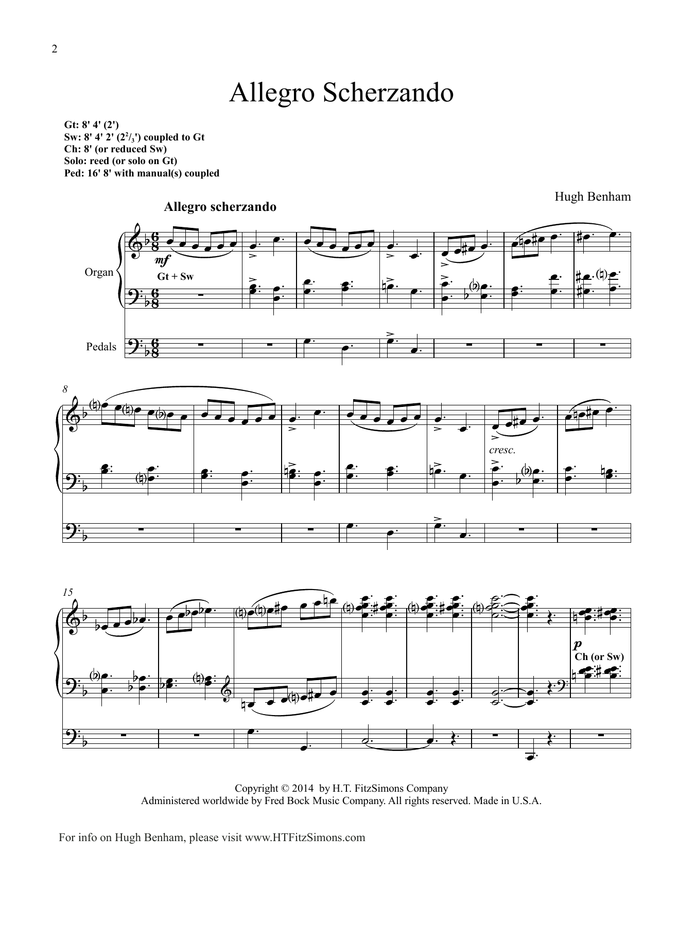 Hugh Benham Allegro Scherzando Sheet Music Notes & Chords for Organ - Download or Print PDF