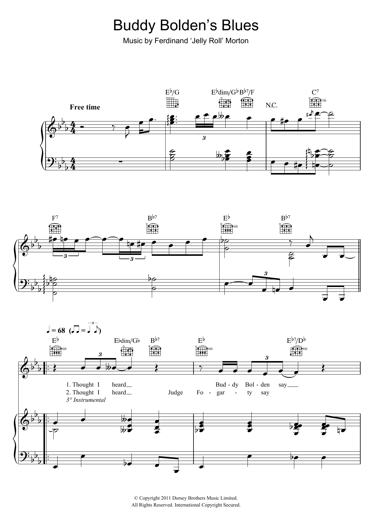 Hugh Laurie Buddy Bolden's Blues Sheet Music Notes & Chords for Piano, Vocal & Guitar - Download or Print PDF