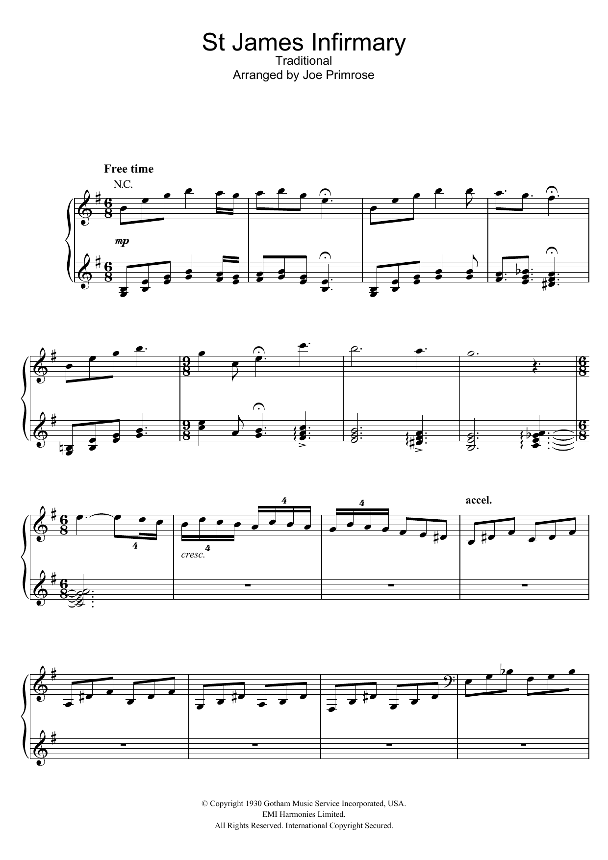 Hugh Laurie St James Infirmary Sheet Music Notes & Chords for Piano, Vocal & Guitar - Download or Print PDF