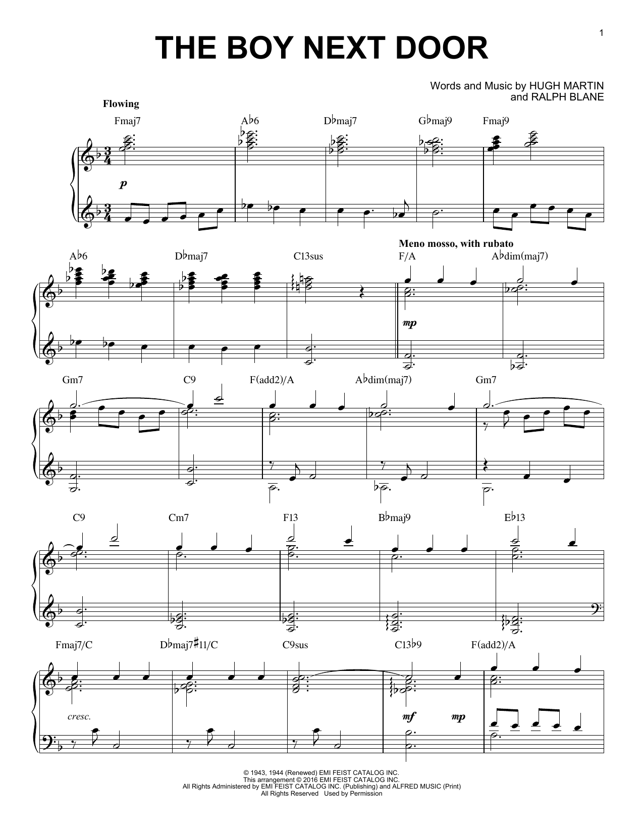Hugh Martin The Boy Next Door [Jazz version] (arr. Brent Edstrom) Sheet Music Notes & Chords for Piano - Download or Print PDF