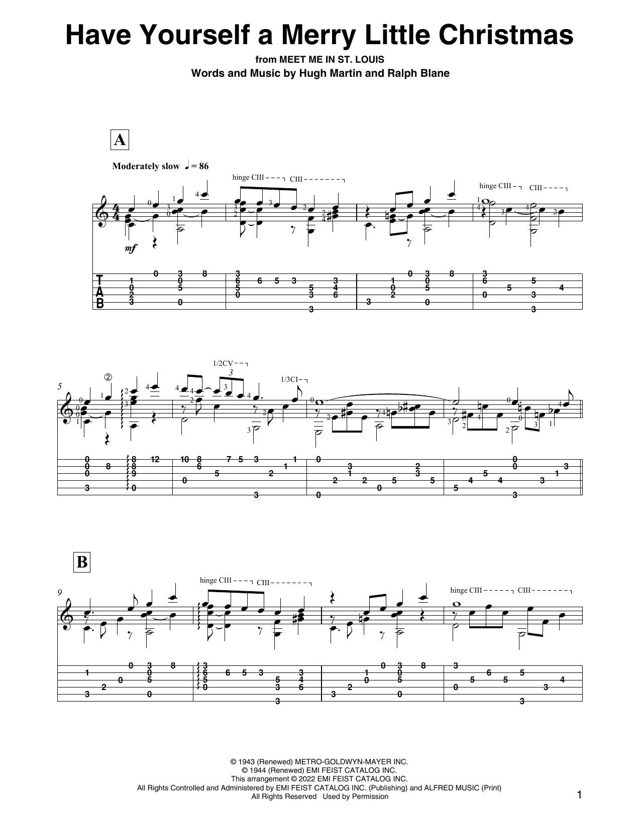 Hugh Martin Have Yourself A Merry Little Christmas (arr. David Jaggs) Sheet Music Notes & Chords for Solo Guitar - Download or Print PDF