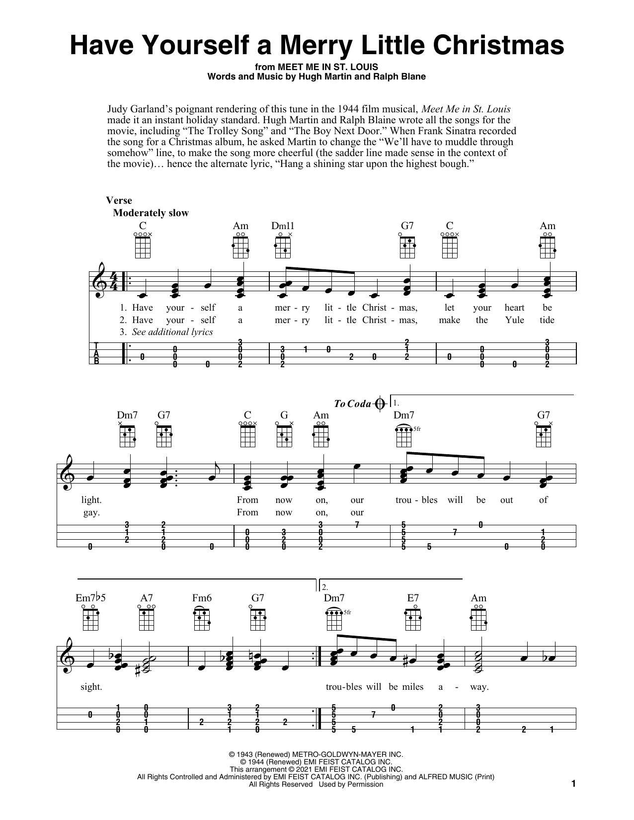 Hugh Martin Have Yourself A Merry Little Christmas (arr. Fred Sokolow) Sheet Music Notes & Chords for Ukulele - Download or Print PDF