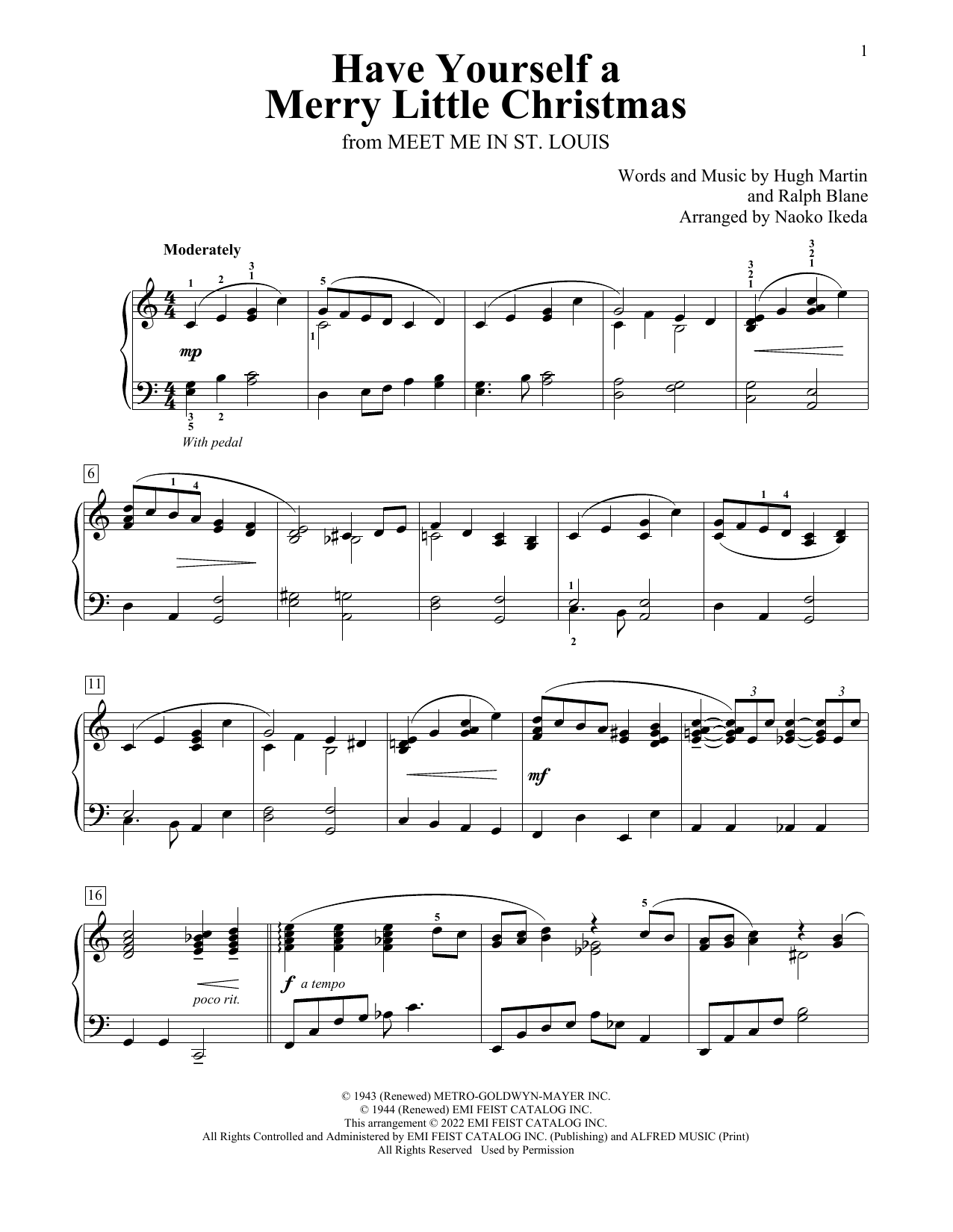 Hugh Martin Have Yourself A Merry Little Christmas (arr. Naoko Ikeda) Sheet Music Notes & Chords for Educational Piano - Download or Print PDF