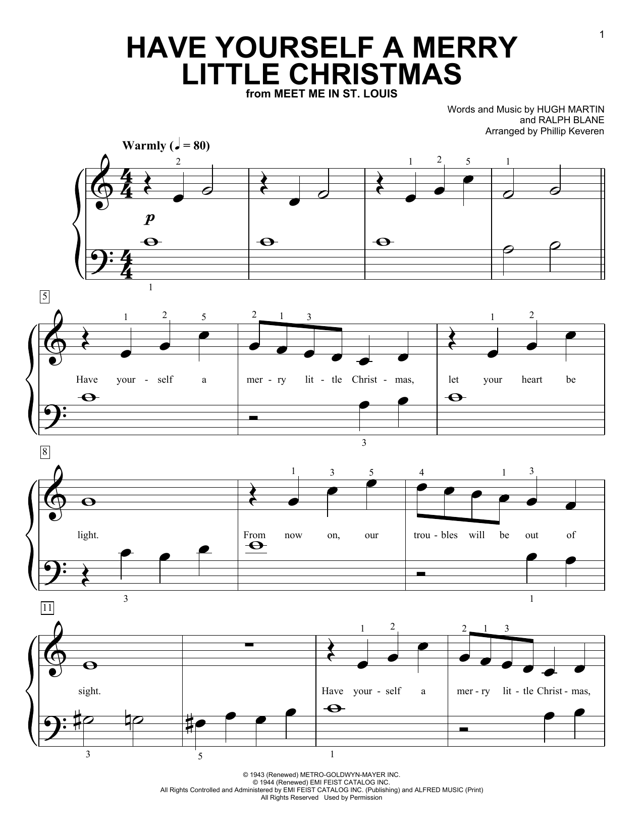 Hugh Martin Have Yourself A Merry Little Christmas (from Meet Me In St. Louis) (arr. Phillip Keveren) Sheet Music Notes & Chords for Big Note Piano - Download or Print PDF