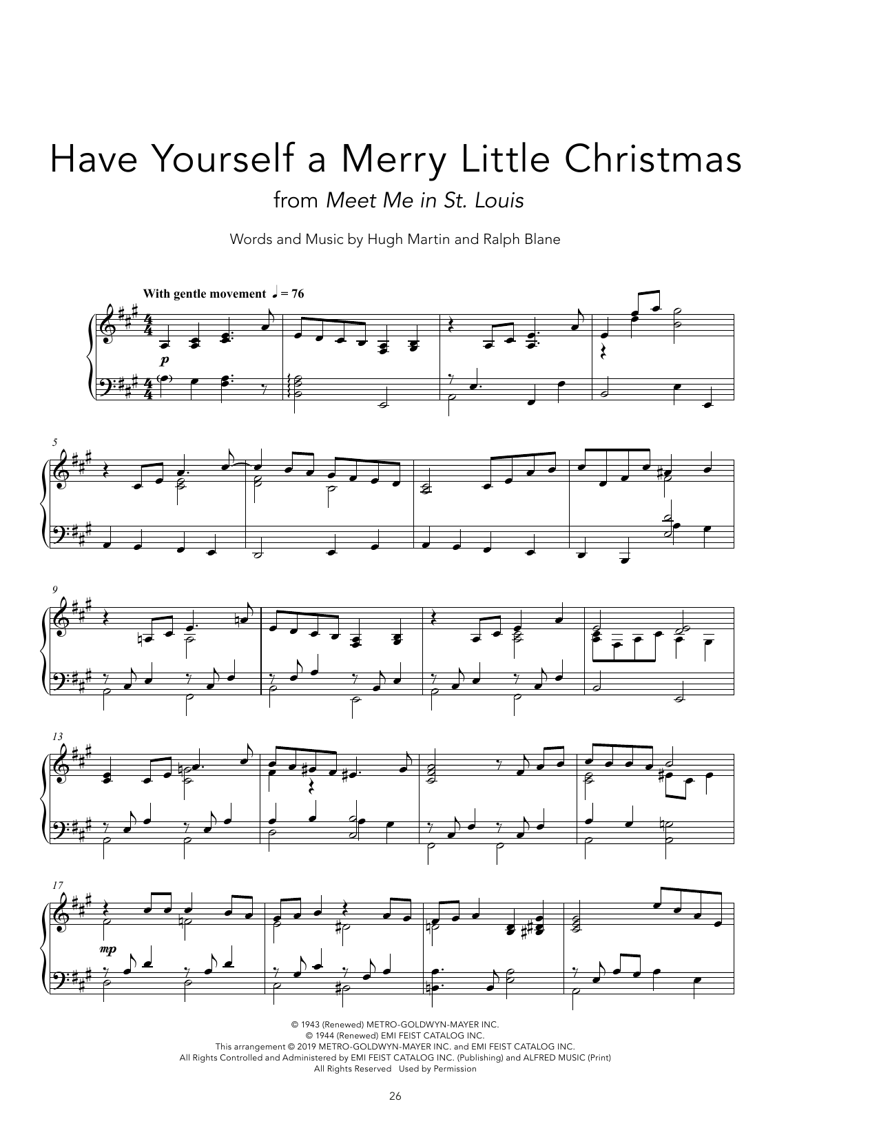 Hugh Martin Have Yourself A Merry Little Christmas [Peaceful version] Sheet Music Notes & Chords for Piano Solo - Download or Print PDF