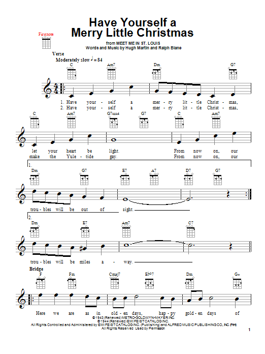 Hugh Martin Have Yourself A Merry Little Christmas Sheet Music Notes & Chords for Really Easy Guitar - Download or Print PDF