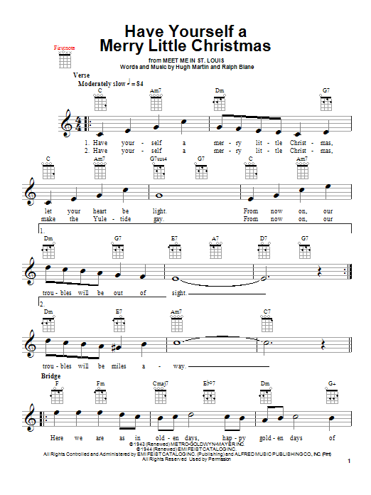 Hugh Martin Have Yourself A Merry Little Christmas Sheet Music Notes & Chords for Easy Guitar - Download or Print PDF
