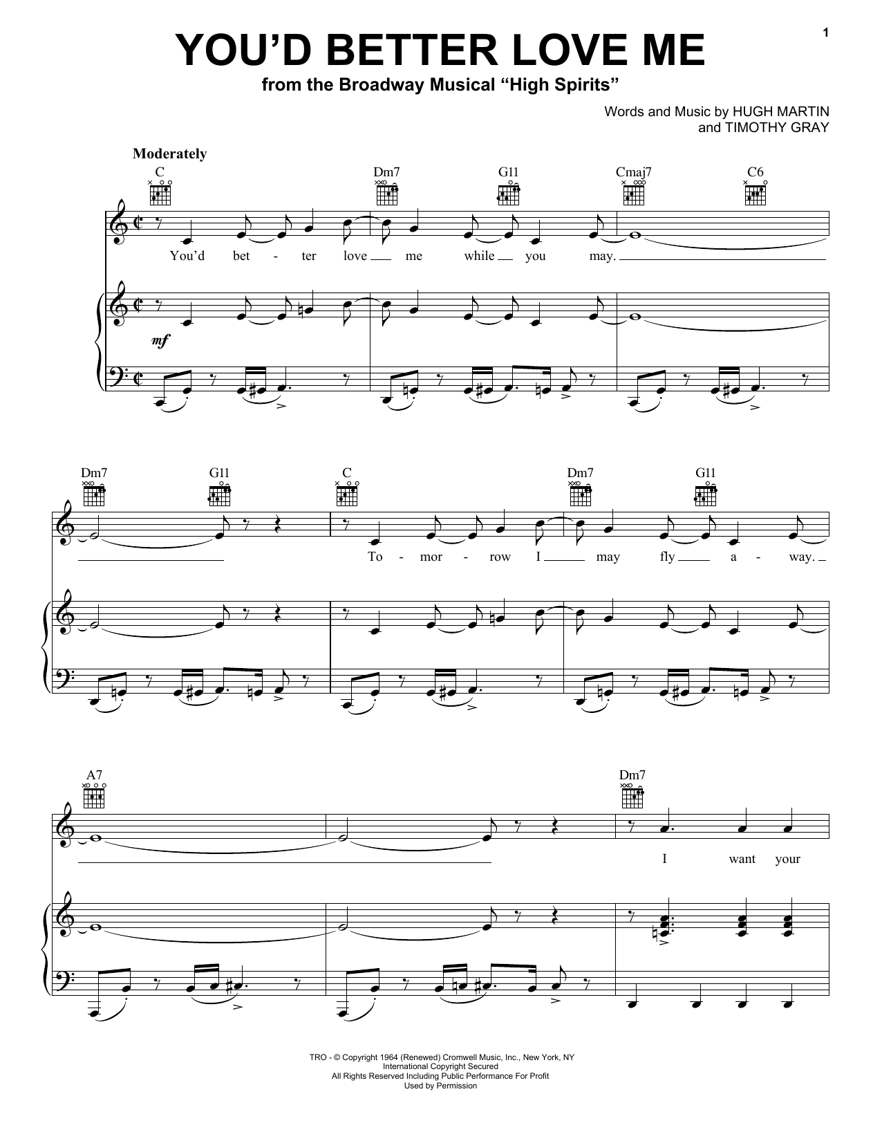 Hugh Martin You'd Better Love Me Sheet Music Notes & Chords for Real Book – Melody & Chords - Download or Print PDF