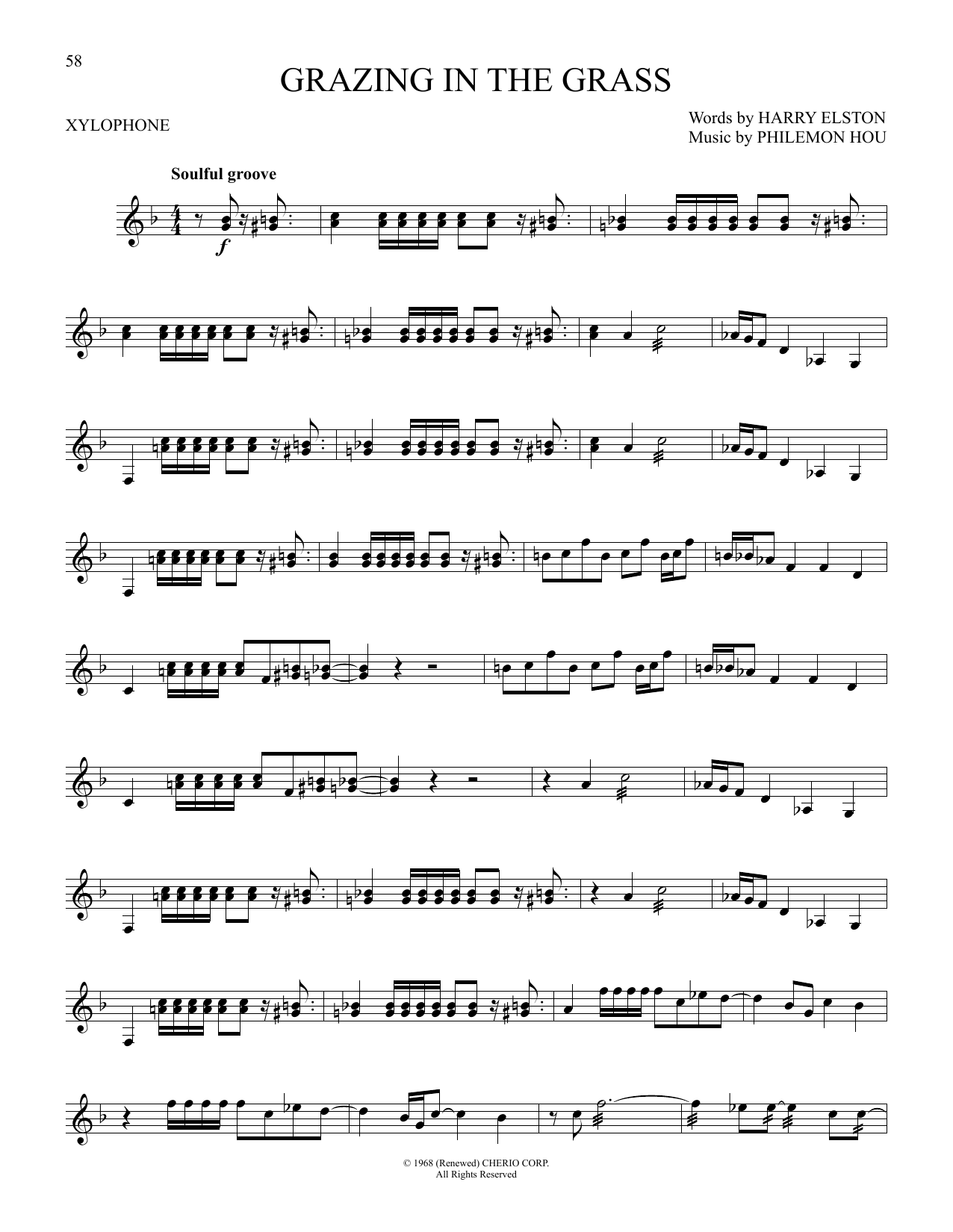Hugh Masekela Grazing In The Grass Sheet Music Notes & Chords for Xylophone Solo - Download or Print PDF
