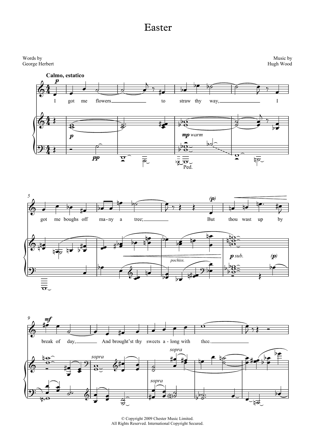 Hugh Wood Easter (tenor & piano) Sheet Music Notes & Chords for Piano & Vocal - Download or Print PDF