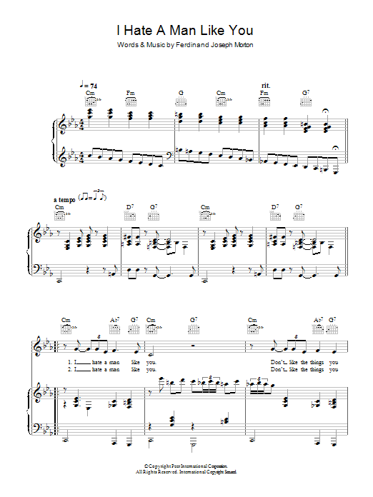 Hugh Laurie 'I Hate A Man Like You' Sheet Music Notes, Chords | Download  Printable Piano, Vocal & Guitar - SKU: 116411