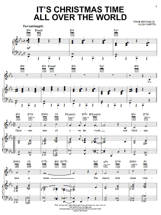 Preview Hugh Martin It's Christmas Time All Over The World Christmas sheet music, notes and chords for Easy Guitar, SKU: 250351 It's Christmas Time All Over The World sheet music