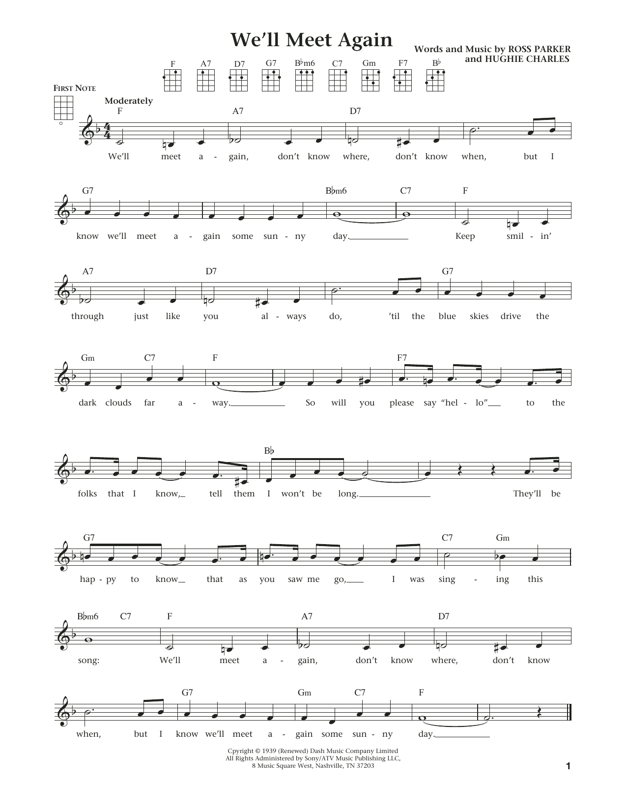 Hughie Charles We'll Meet Again (from The Daily Ukulele) (arr. Liz and Jim Beloff) Sheet Music Notes & Chords for Ukulele - Download or Print PDF