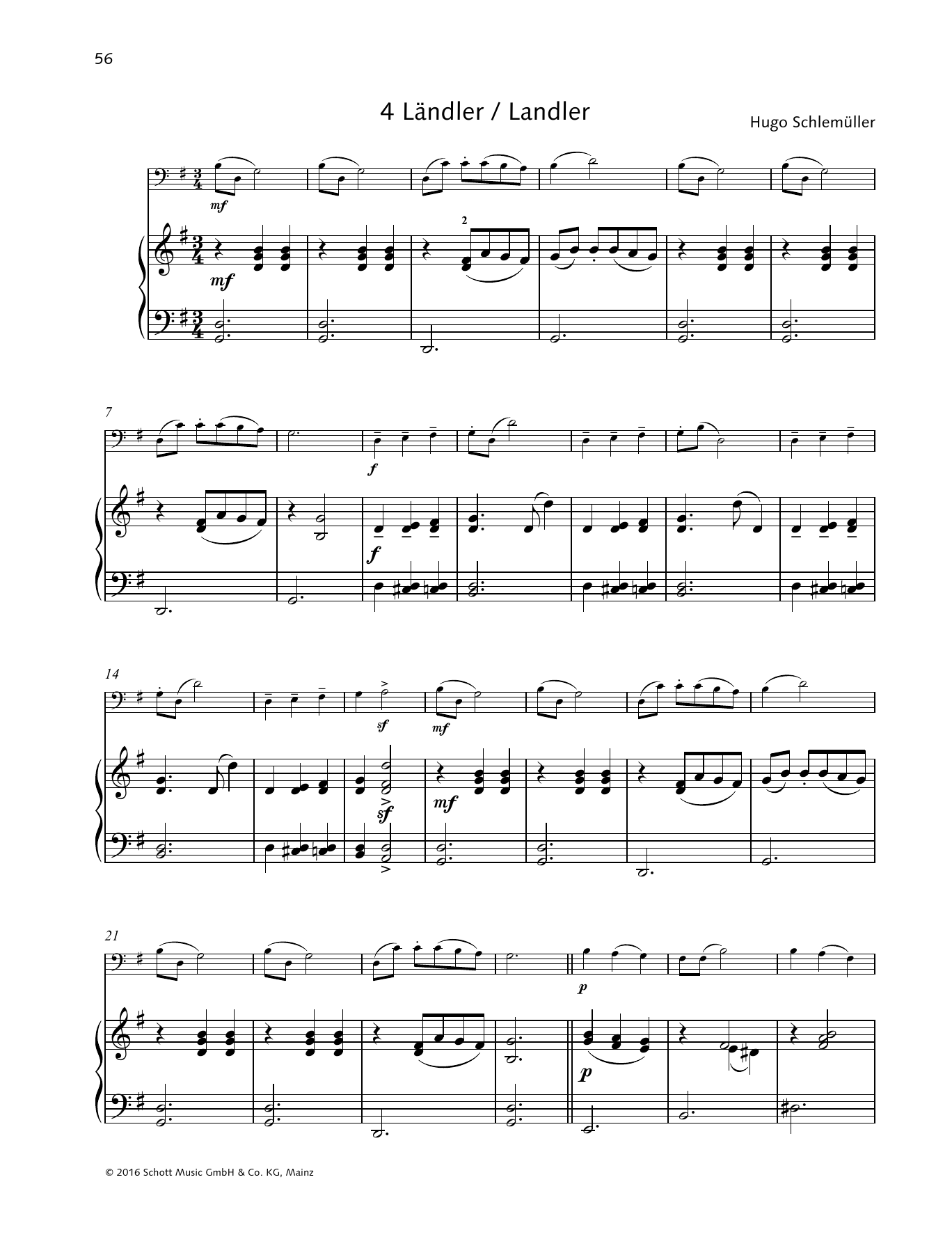 Hugo Schlemüller Ländler Sheet Music Notes & Chords for String Solo - Download or Print PDF