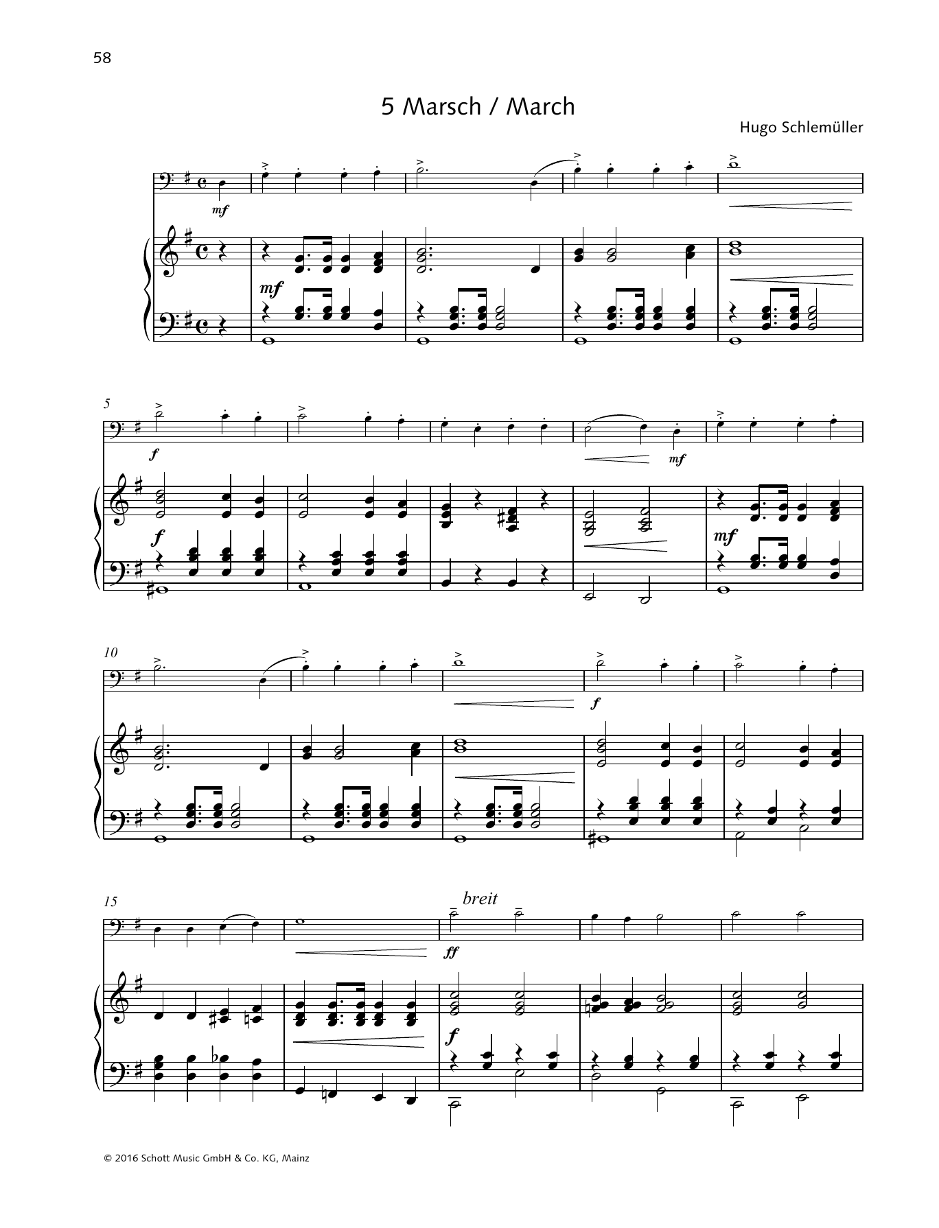 Preview Hugo Schlemüller March Classical sheet music, notes and chords for String Solo, SKU: 364186 March sheet music