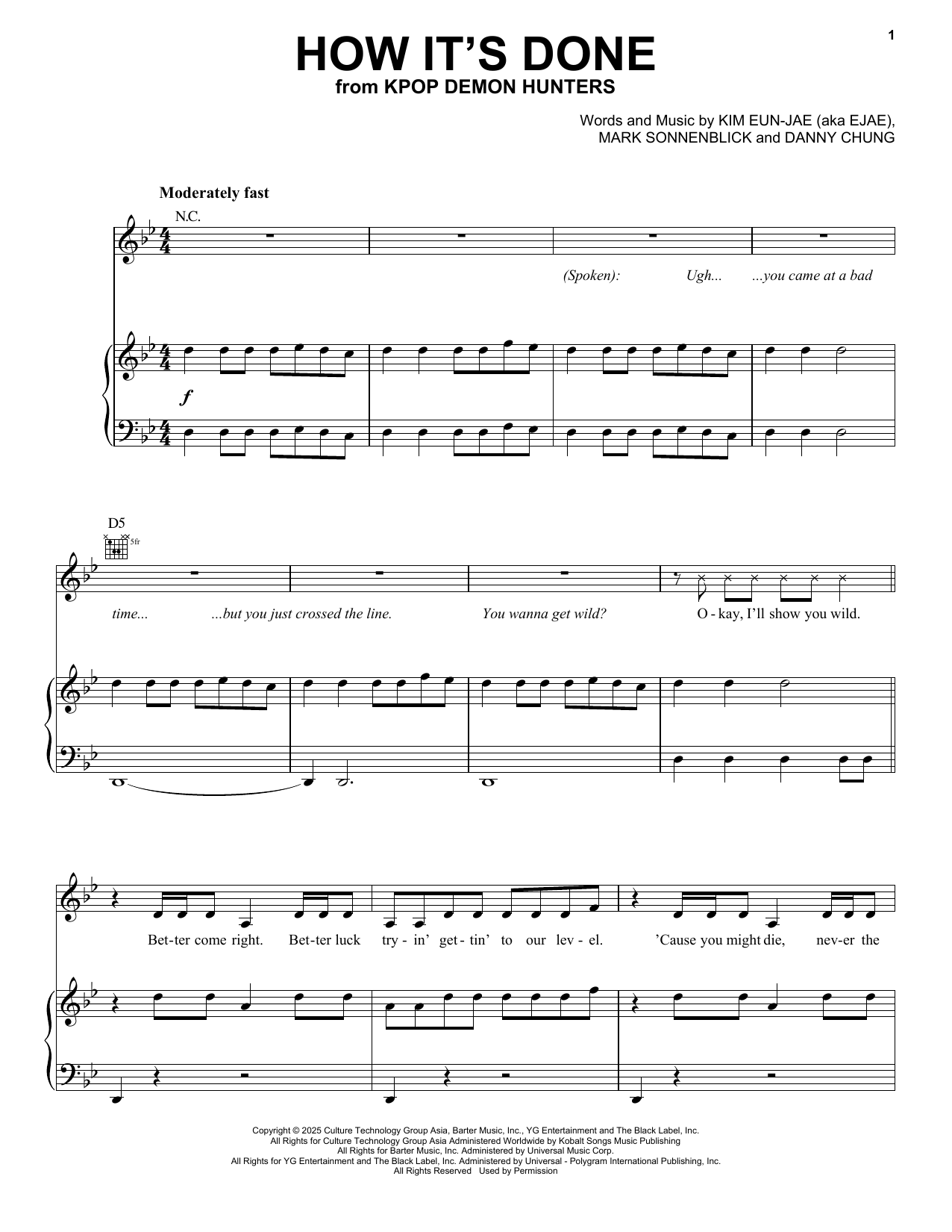 Huntr/X (Ejae, Audrey Nuna And Rei Ami) How It's Done (from KPop Demon Hunters) Sheet Music Notes & Chords for Piano, Vocal & Guitar Chords (Right-Hand Melody) - Download or Print PDF Huntr/X (Ejae, Audrey Nuna And Rei Ami) How It's Done (from KPop Demon Hunters) Sheet Music Notes & Chords for Piano, Vocal & Guitar Chords (Right-Hand Melody) - Download or Print PDF