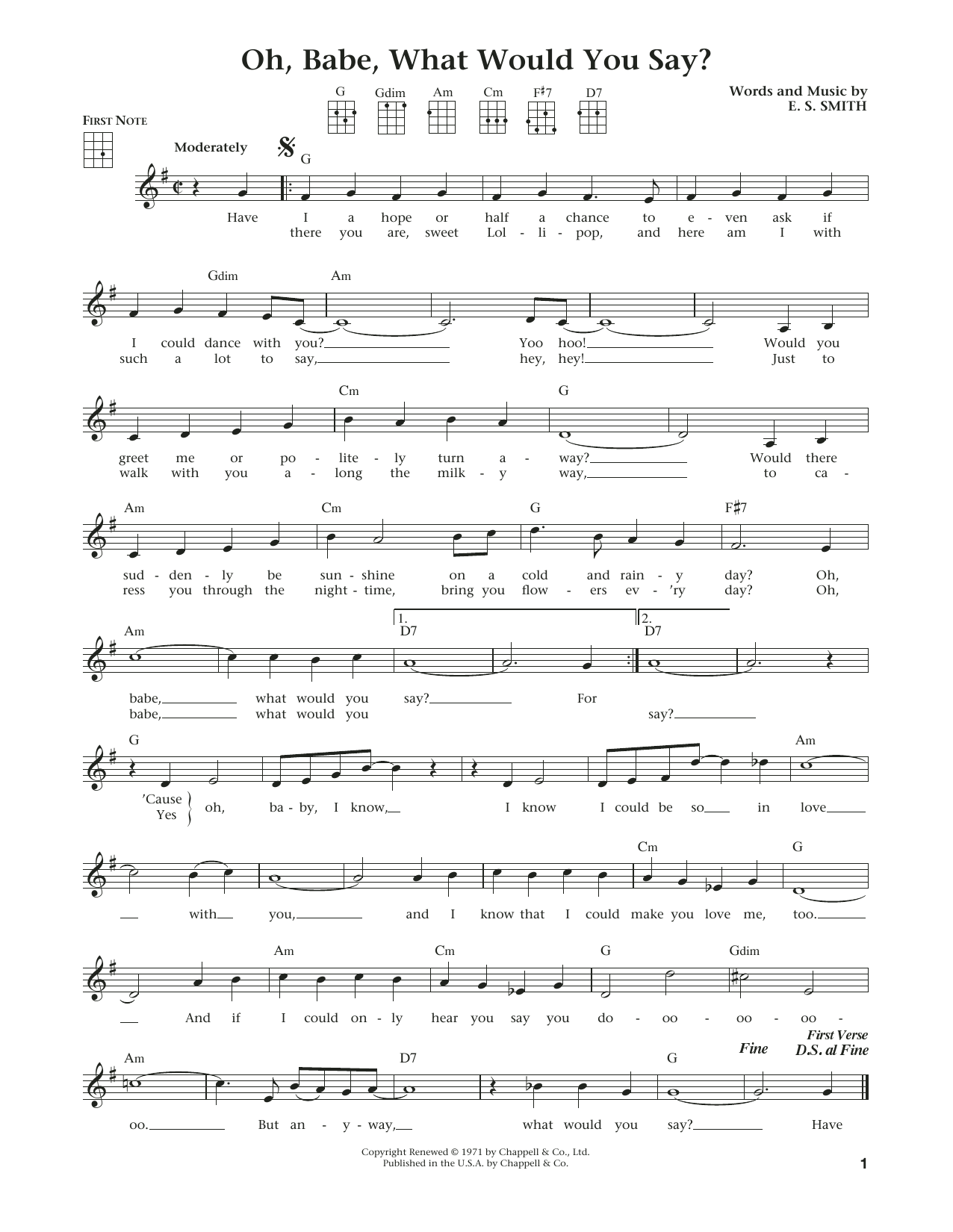 Hurricane Smith Oh, Babe, What Would You Say? (from The Daily Ukulele) (arr. Liz and Jim Beloff) Sheet Music Notes & Chords for Ukulele - Download or Print PDF