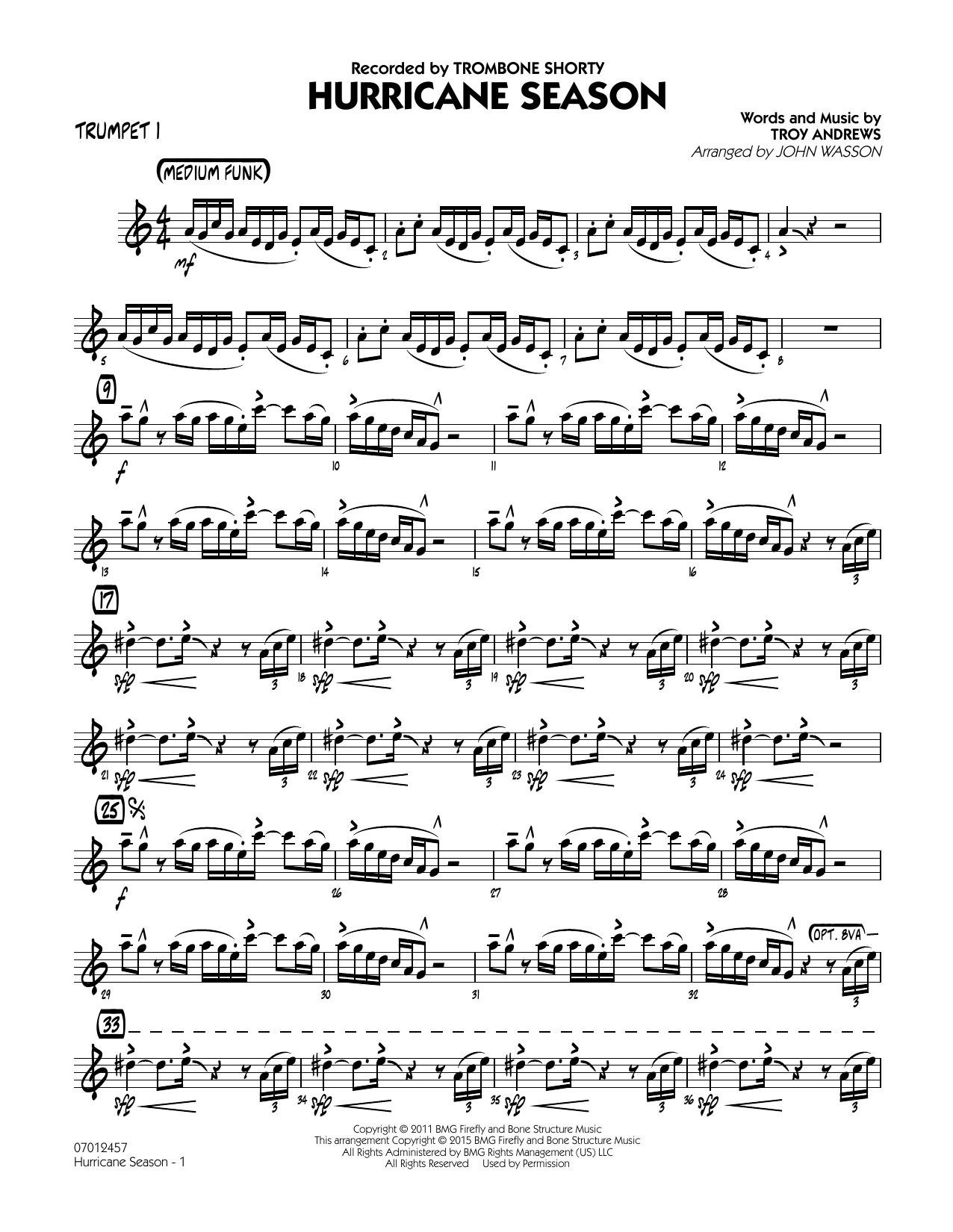 John Wasson Hurricane Season Trumpet 1 Sheet Music Download Pdf Score 336432