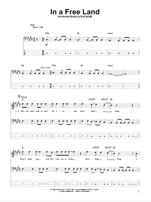 Husker Du In A Free Land Sheet Music Notes & Chords for Guitar Tab Play-Along - Download or Print PDF