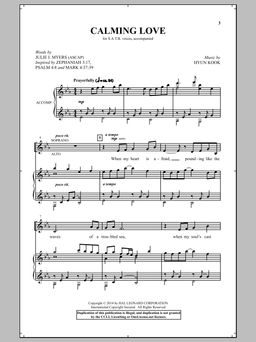 Hyun Kook Calming Love Sheet Music Notes & Chords for SATB - Download or Print PDF