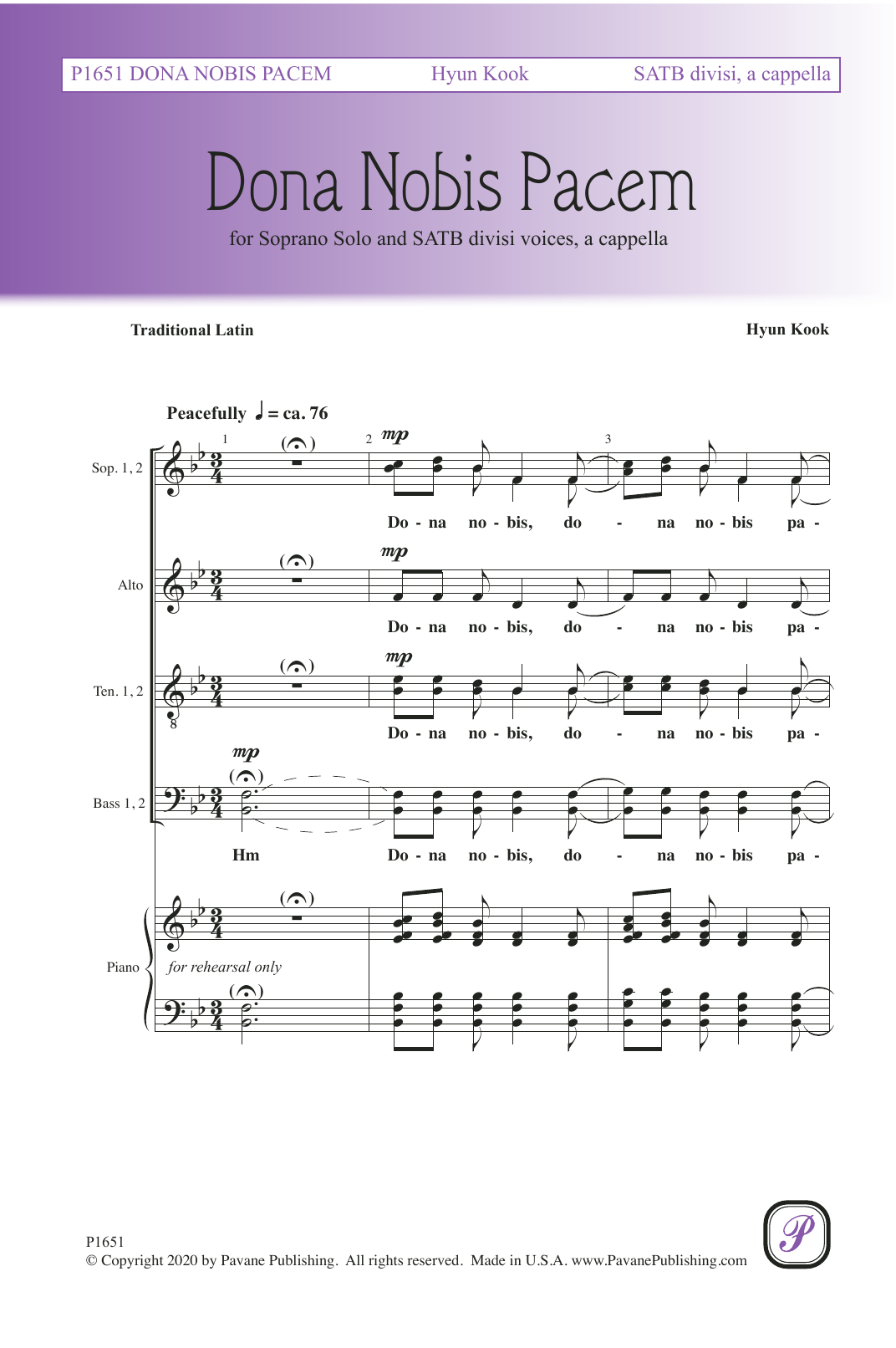 Hyun Kook Dona Nobis Pacem Sheet Music Notes & Chords for Choir - Download or Print PDF