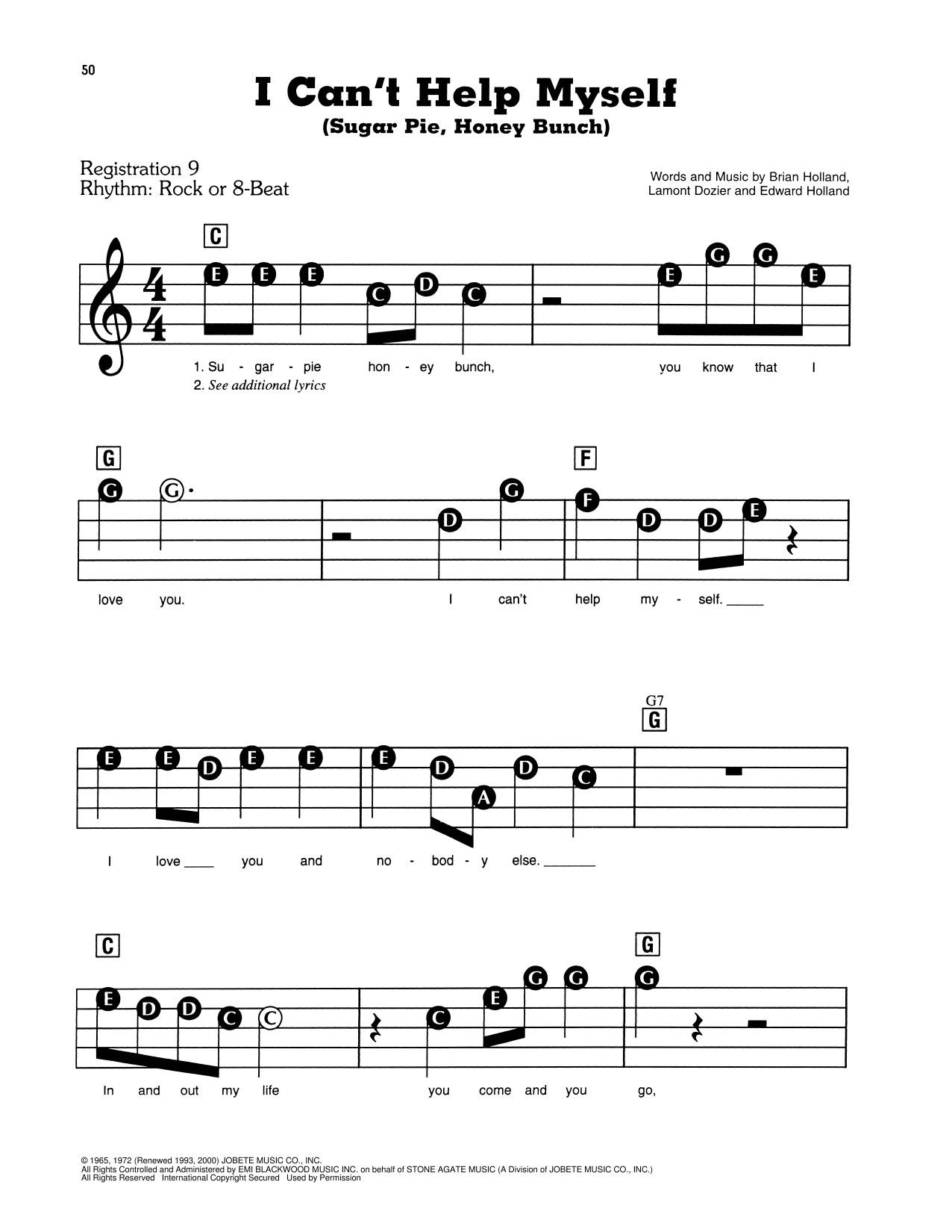 The Four Tops I Can T Help Myself Sugar Pie Honey Bunch Sheet Music Download Pdf Score