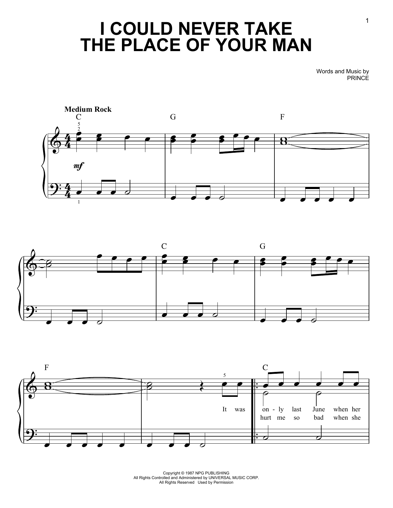 Prince I Could Never Take The Place Of Your Man Sheet Music Download Pdf Score 430792