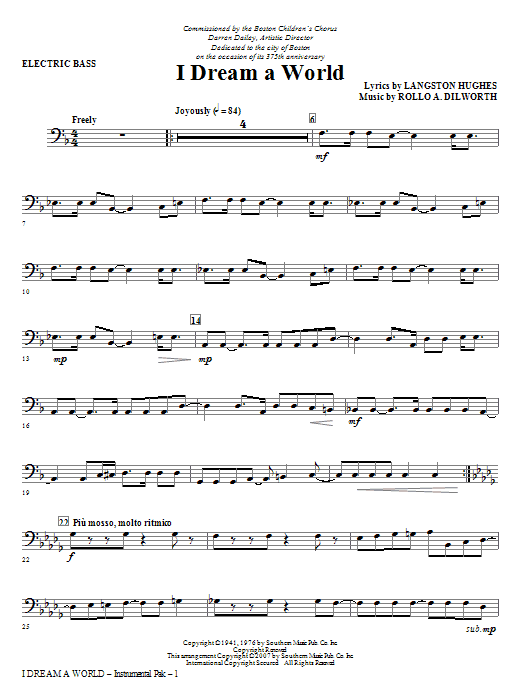Rollo Dilworth I Dream A World From Trilogy Of Dreams Electric Bass Sheet Music Download Pdf Score 267735