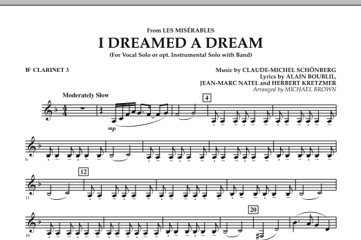 Michael Brown I Dreamed A Dream From Les Miserables Bb Clarinet 3 Sheet Music Download Pdf Score 280273
