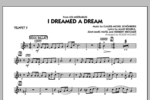 Roger Holmes I Dreamed A Dream From Les Miserables Trumpet 3 Sheet Music Download Pdf Score 320015