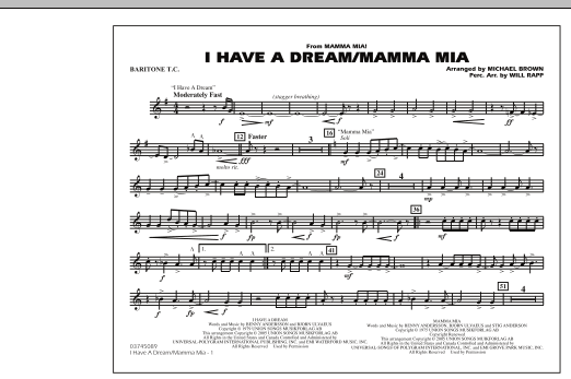 Michael Brown I Have A Dream Mamma Mia Baritone T C Sheet Music Download Pdf Score 277178