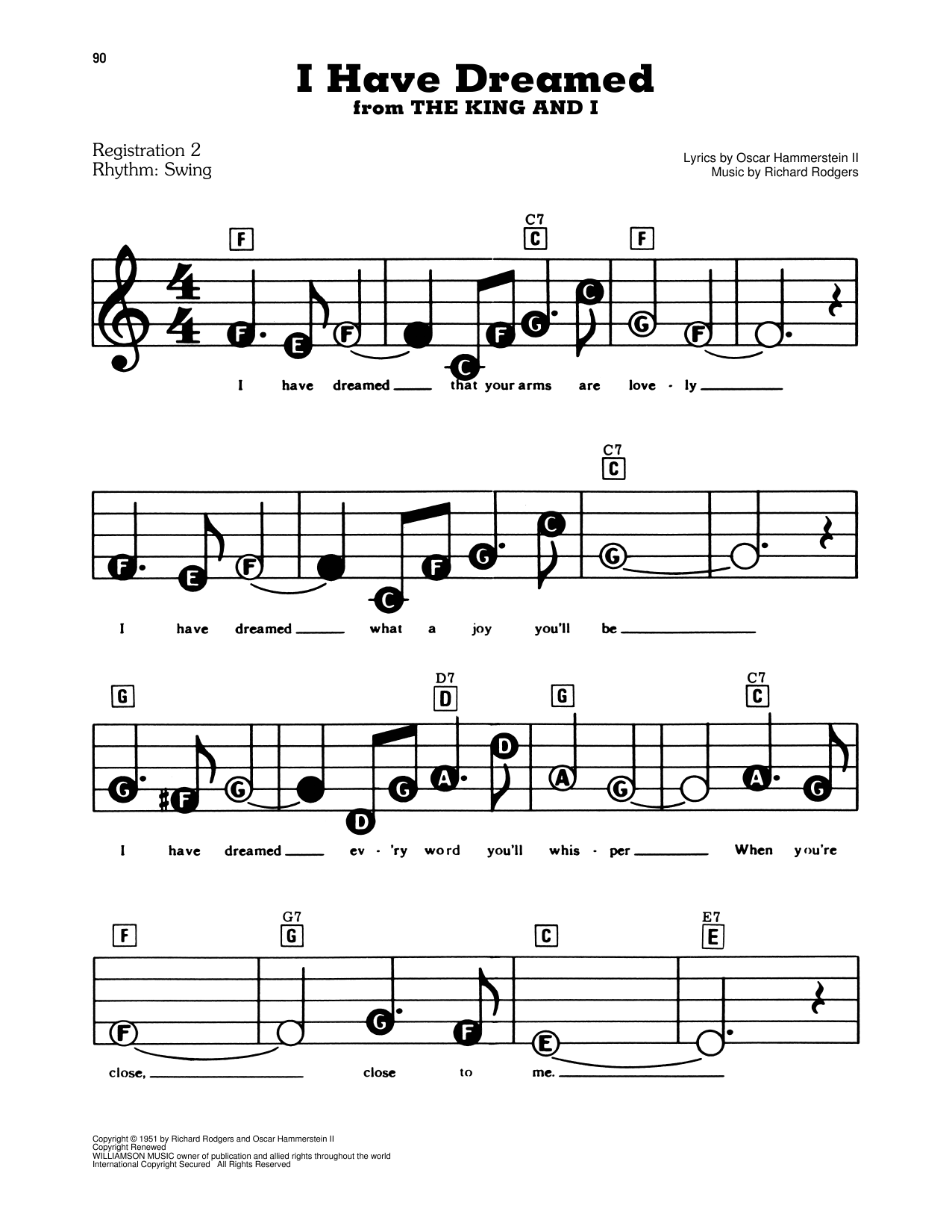 Rodgers Hammerstein I Have Dreamed From The King And I Chords