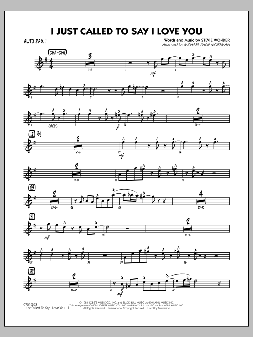 Michael Philip Mossman I Just Called To Say I Love You Alto Sax 1 Sheet Music Download Pdf Score 327952