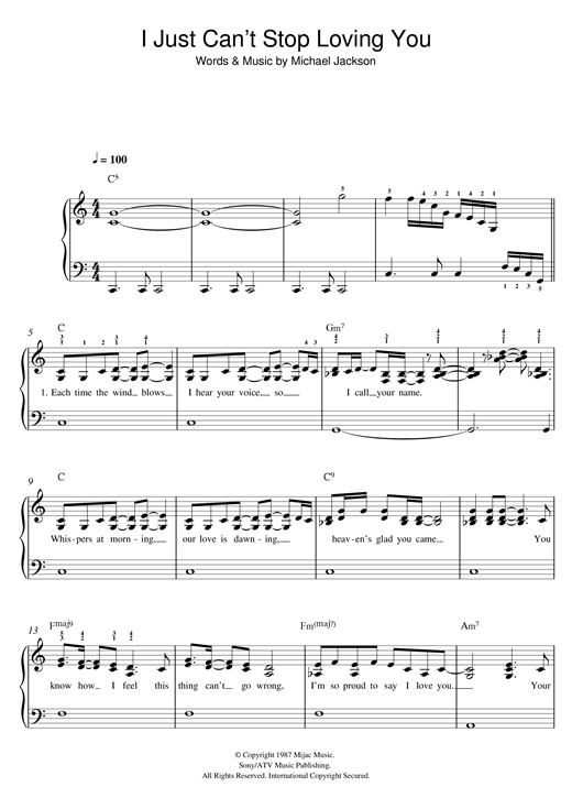 Michael Jackson I Just Can T Stop Loving You Sheet Music Download Pdf Score 160988