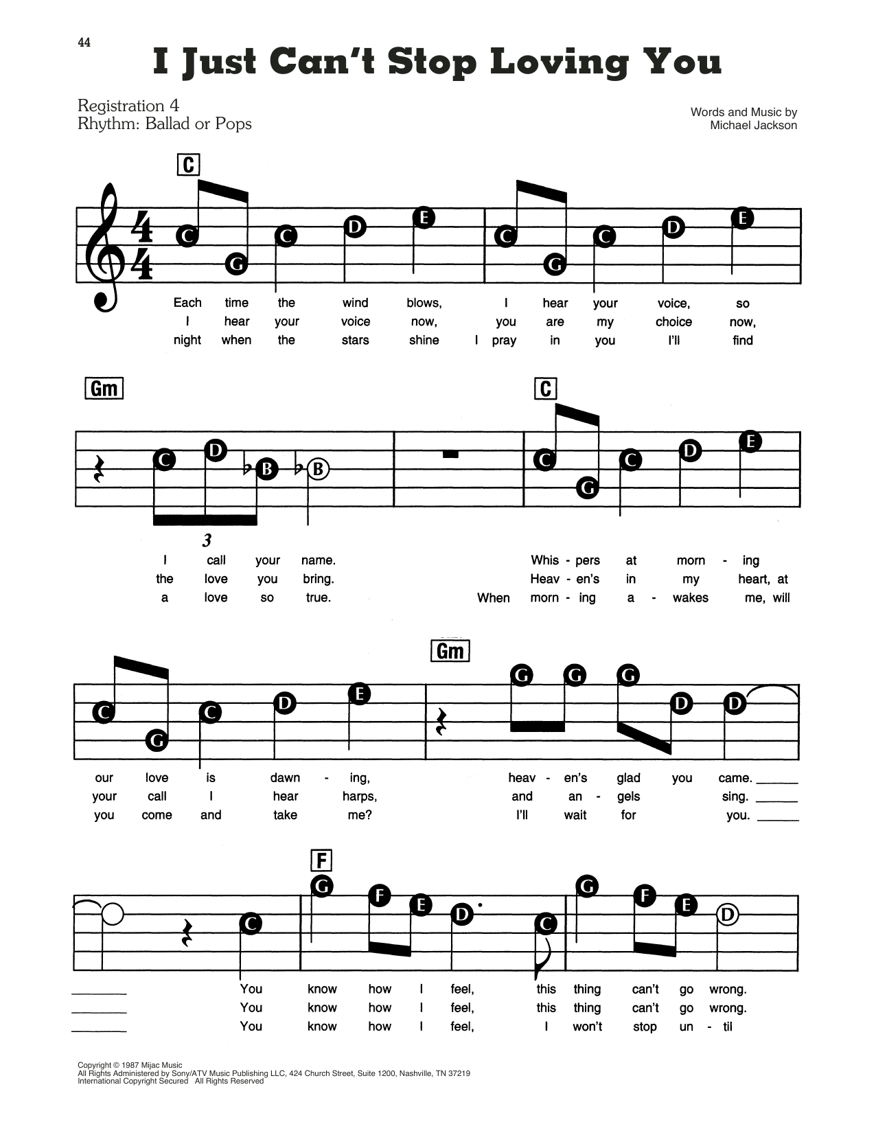 Michael Jackson I Just Can T Stop Loving You Feat Siedah Garrett Sheet Music Download Pdf Score 429131
