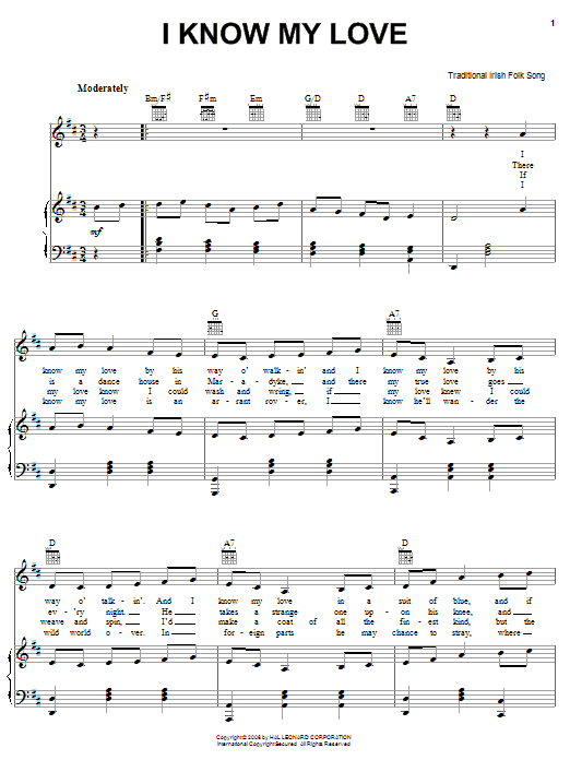 Irish Folksong I Know My Love Sheet Music Download Pdf Score 159801