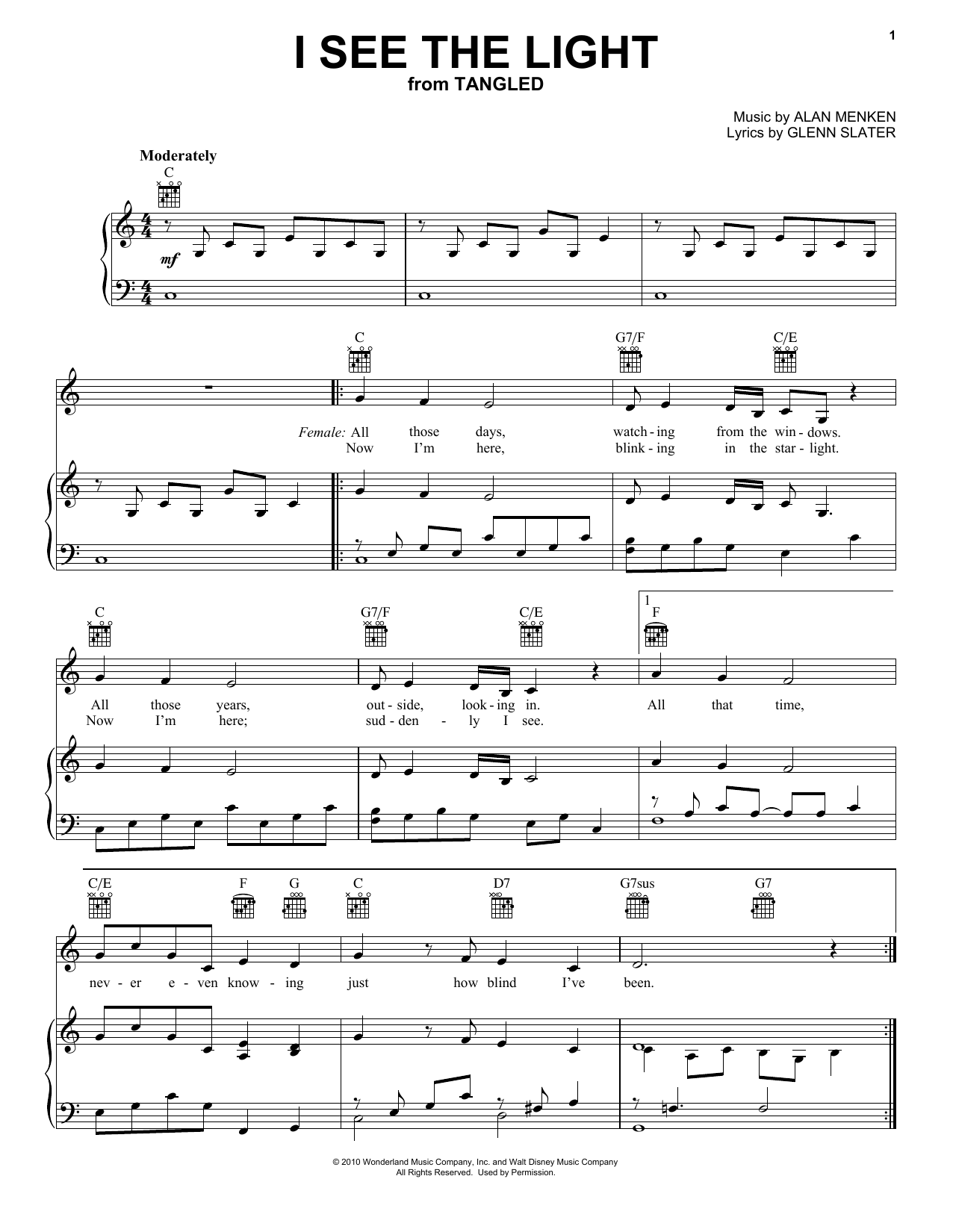 Alan Menken I See The Light From Disney S Tangled Sheet Music Download Pdf Score 250012